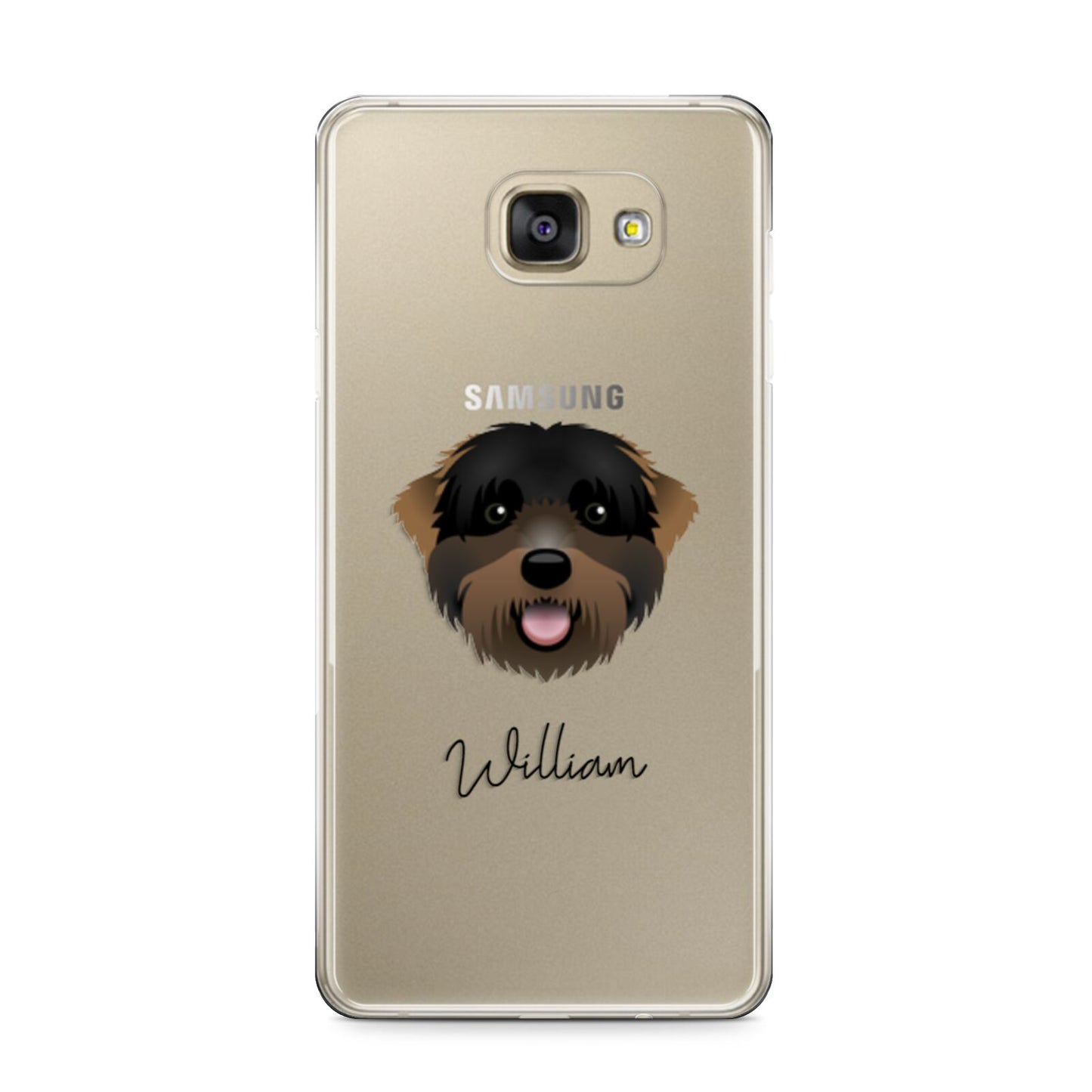 Black Russian Terrier Personalised Samsung Galaxy A9 2016 Case on gold phone