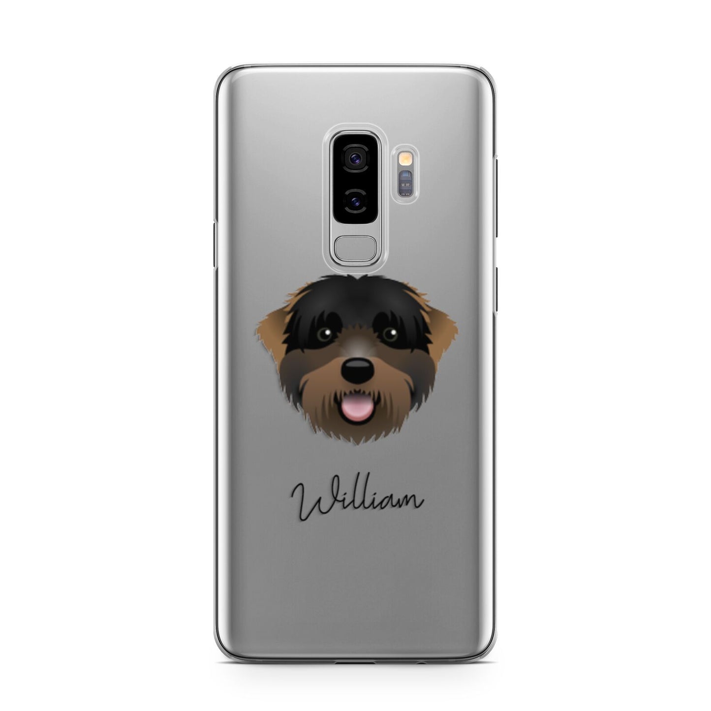 Black Russian Terrier Personalised Samsung Galaxy S9 Plus Case on Silver phone