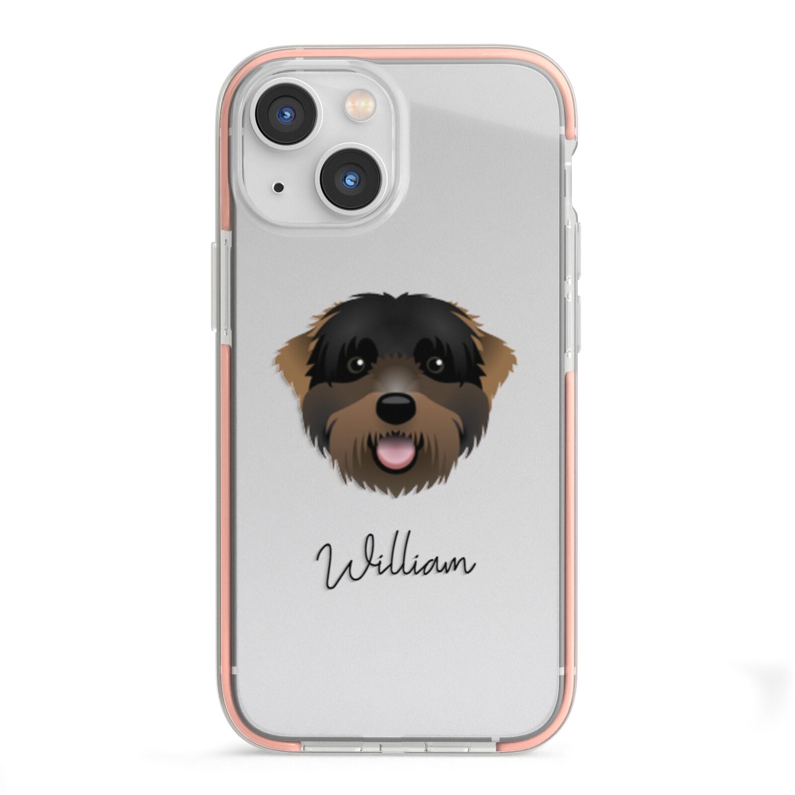 Black Russian Terrier Personalised iPhone 13 Mini TPU Impact Case with Pink Edges