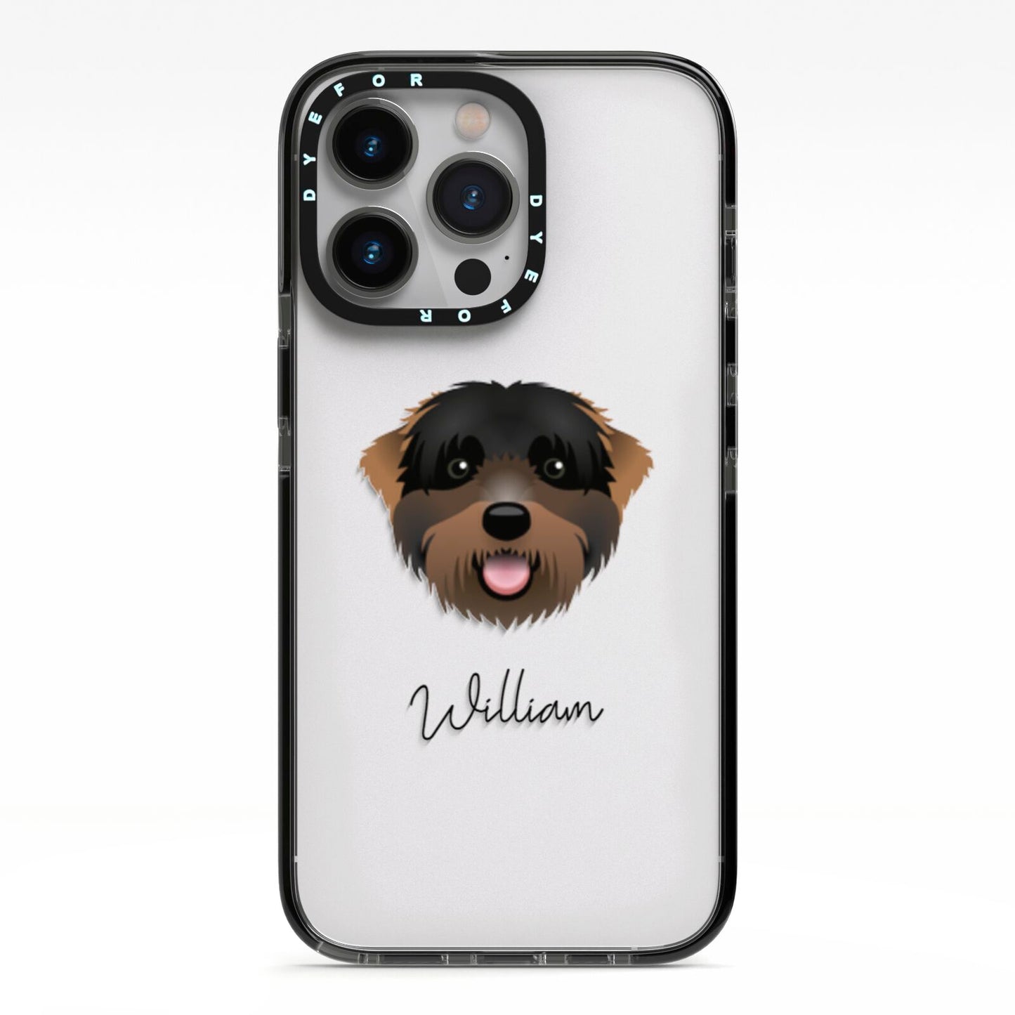Black Russian Terrier Personalised iPhone 13 Pro Black Impact Case on Silver phone