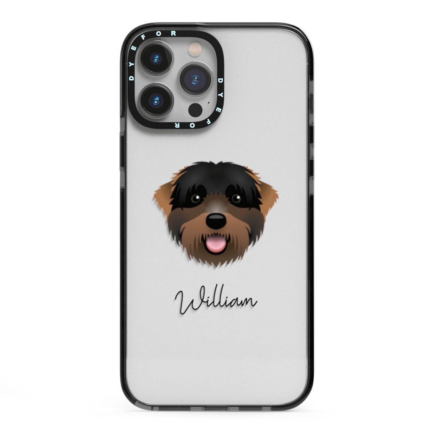 Black Russian Terrier Personalised iPhone 13 Pro Max Black Impact Case on Silver phone