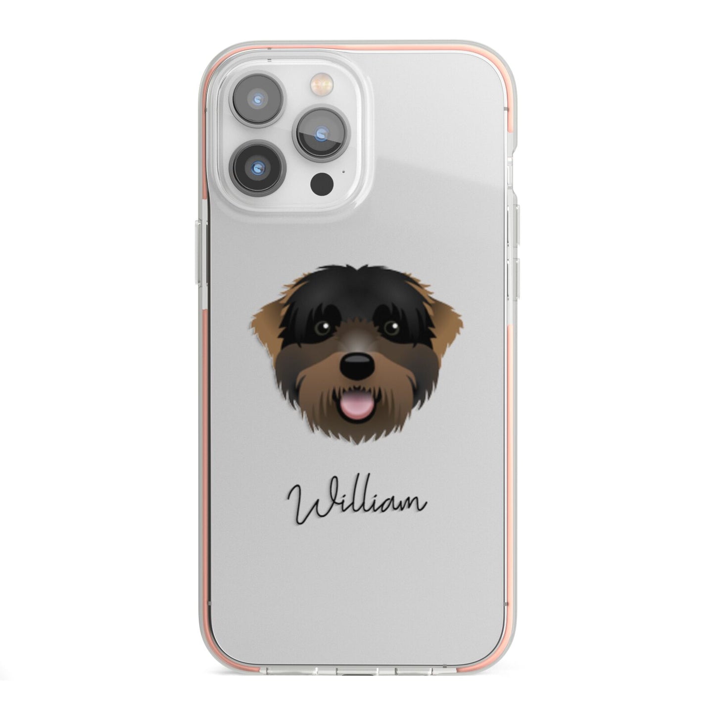 Black Russian Terrier Personalised iPhone 13 Pro Max TPU Impact Case with Pink Edges