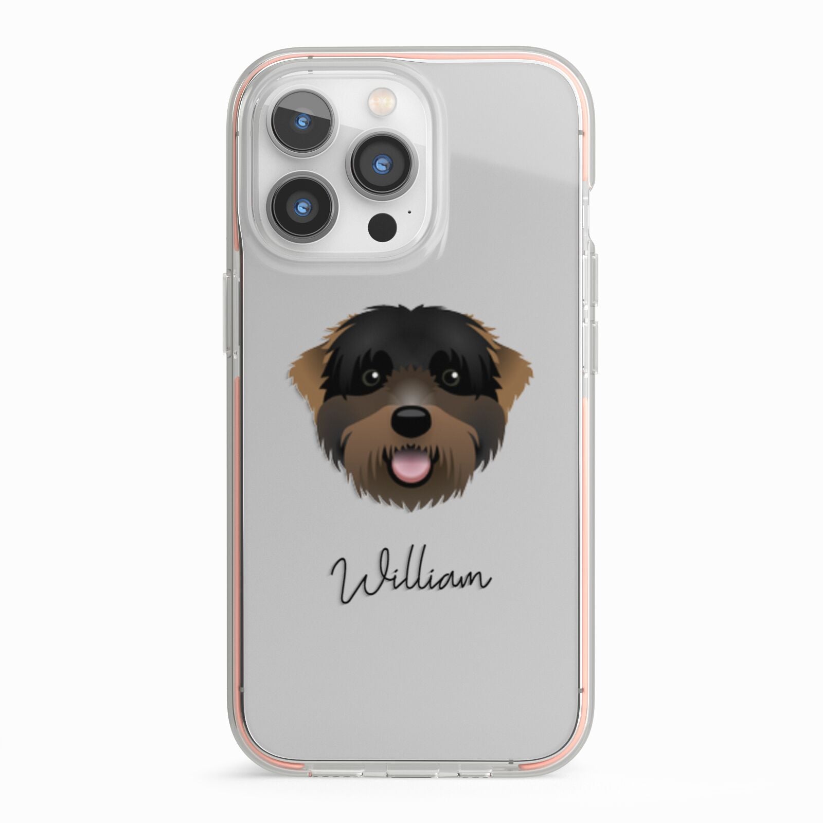 Black Russian Terrier Personalised iPhone 13 Pro TPU Impact Case with Pink Edges