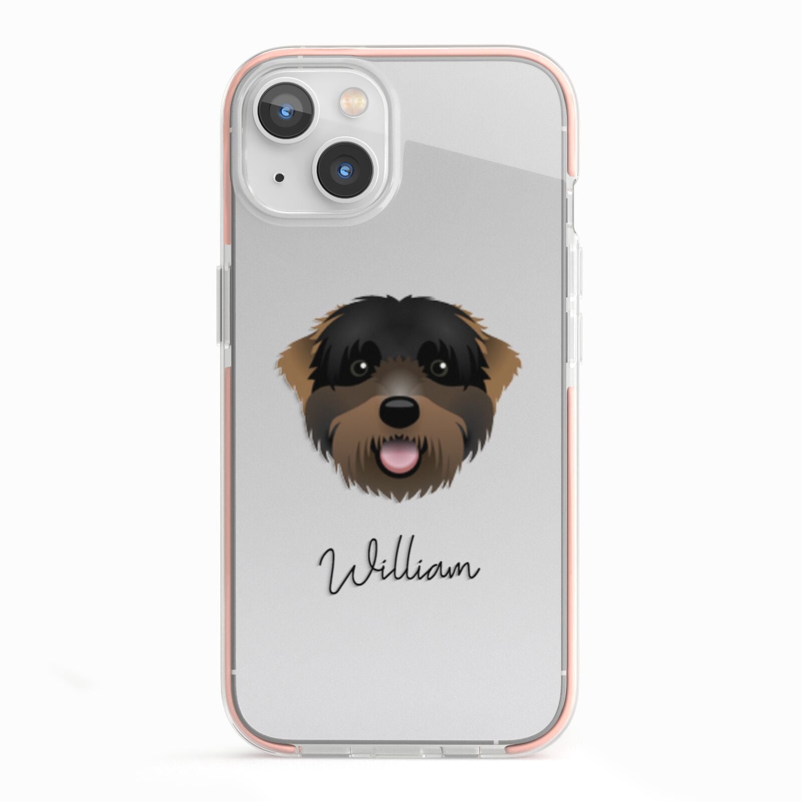 Black Russian Terrier Personalised iPhone 13 TPU Impact Case with Pink Edges