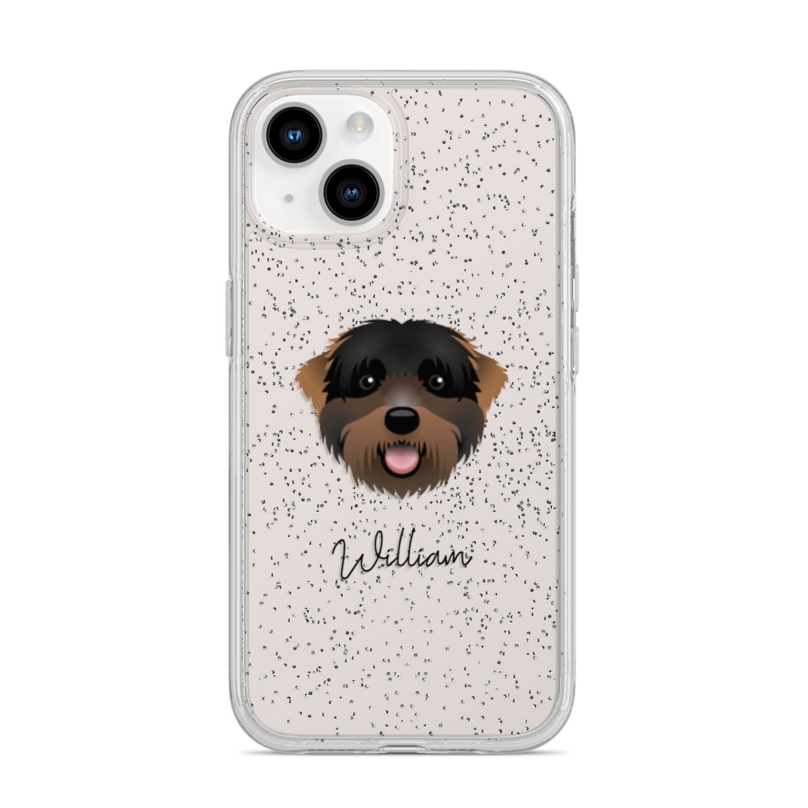 Black Russian Terrier Personalised iPhone 14 Glitter Tough Case Starlight