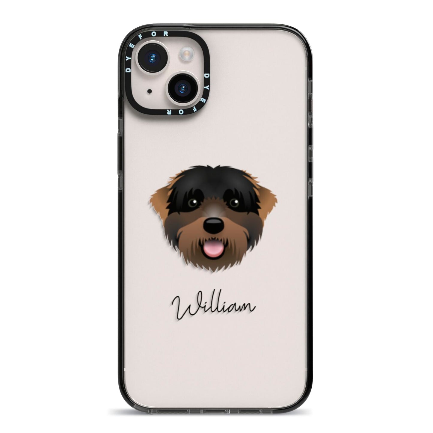 Black Russian Terrier Personalised iPhone 14 Plus Black Impact Case on Silver phone