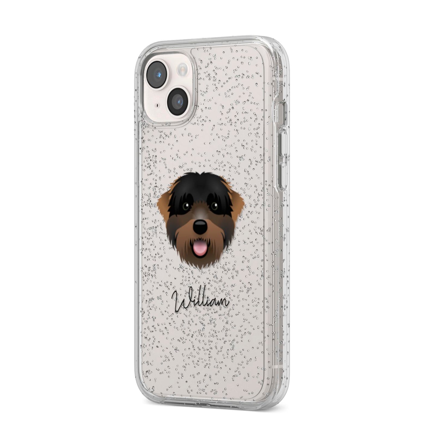 Black Russian Terrier Personalised iPhone 14 Plus Glitter Tough Case Starlight Angled Image