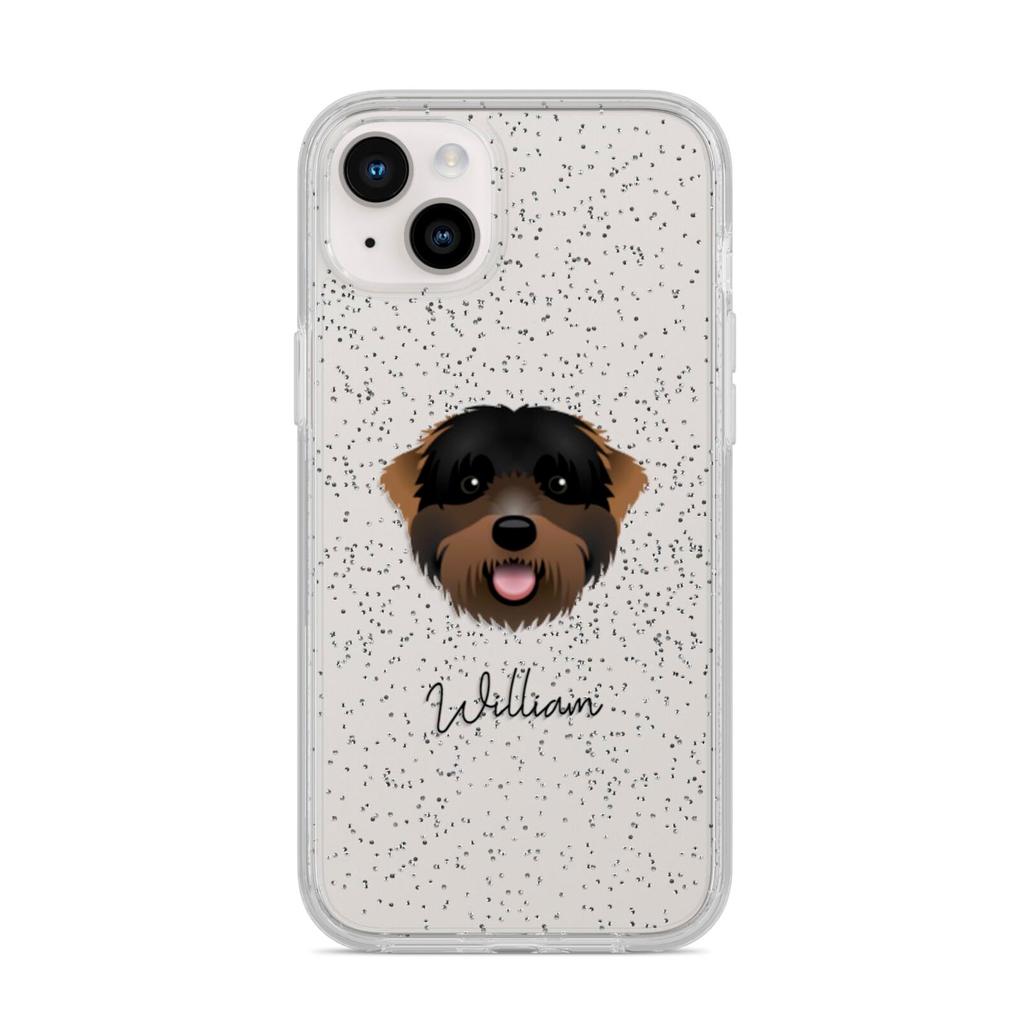 Black Russian Terrier Personalised iPhone 14 Plus Glitter Tough Case Starlight