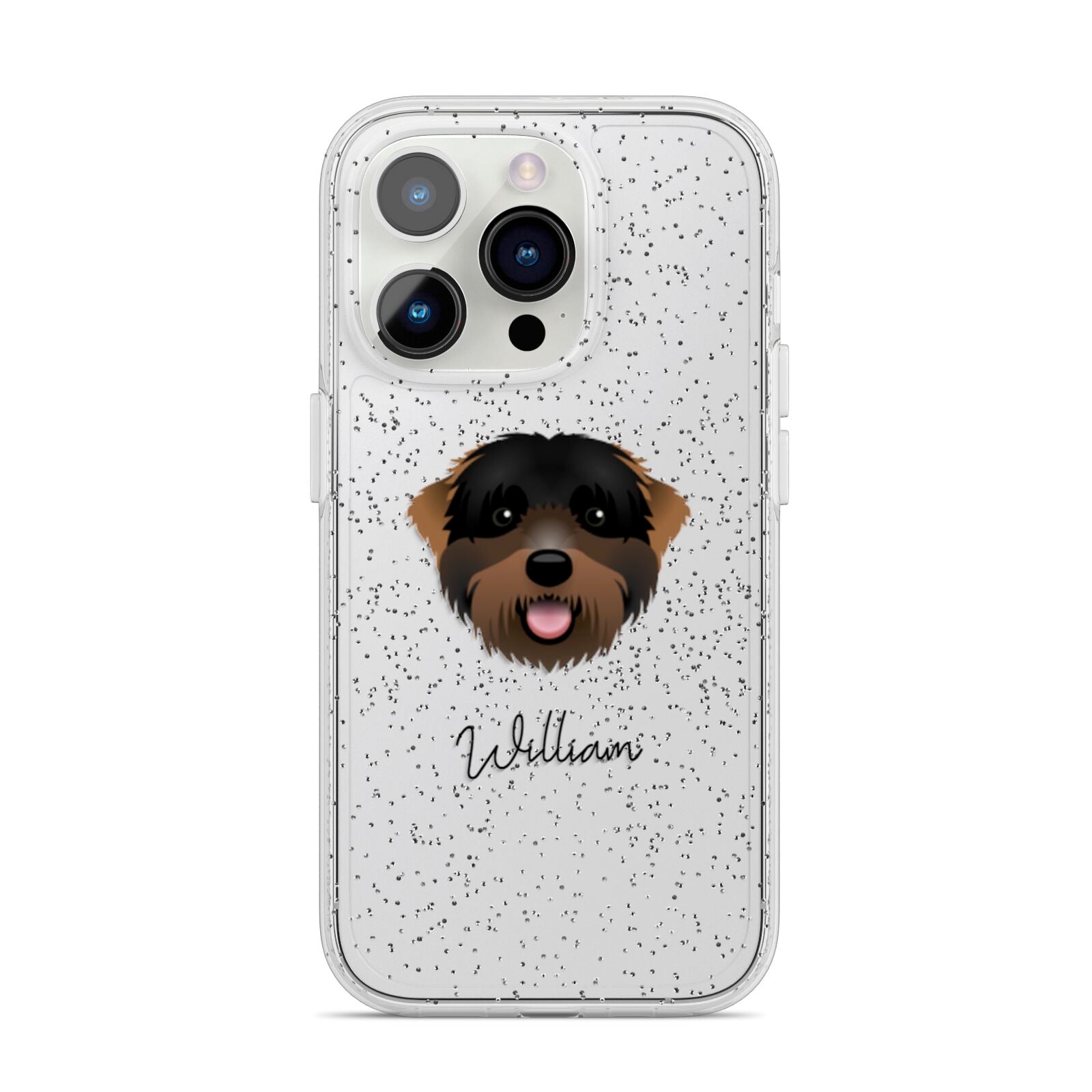 Black Russian Terrier Personalised iPhone 14 Pro Glitter Tough Case Silver