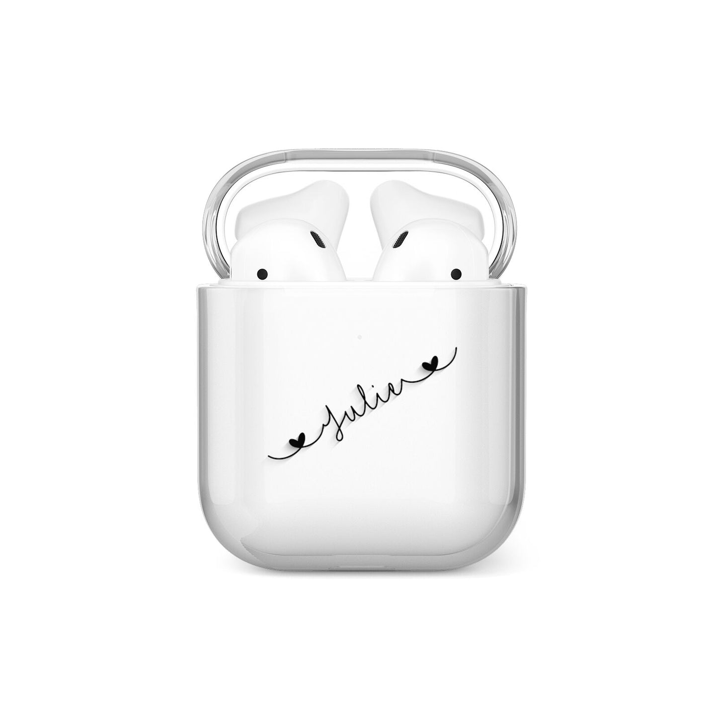 Black Sloped Handwritten Name AirPods Case