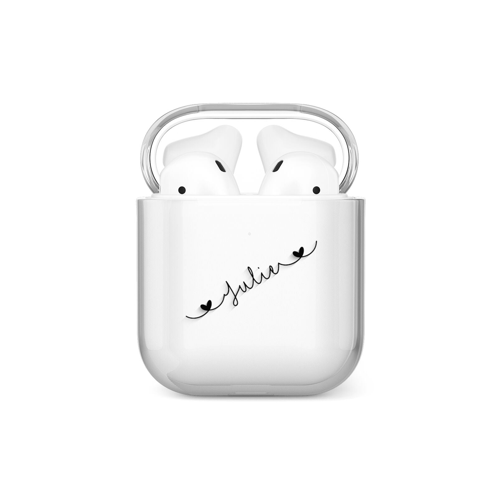 Black Sloped Handwritten Name AirPods Case