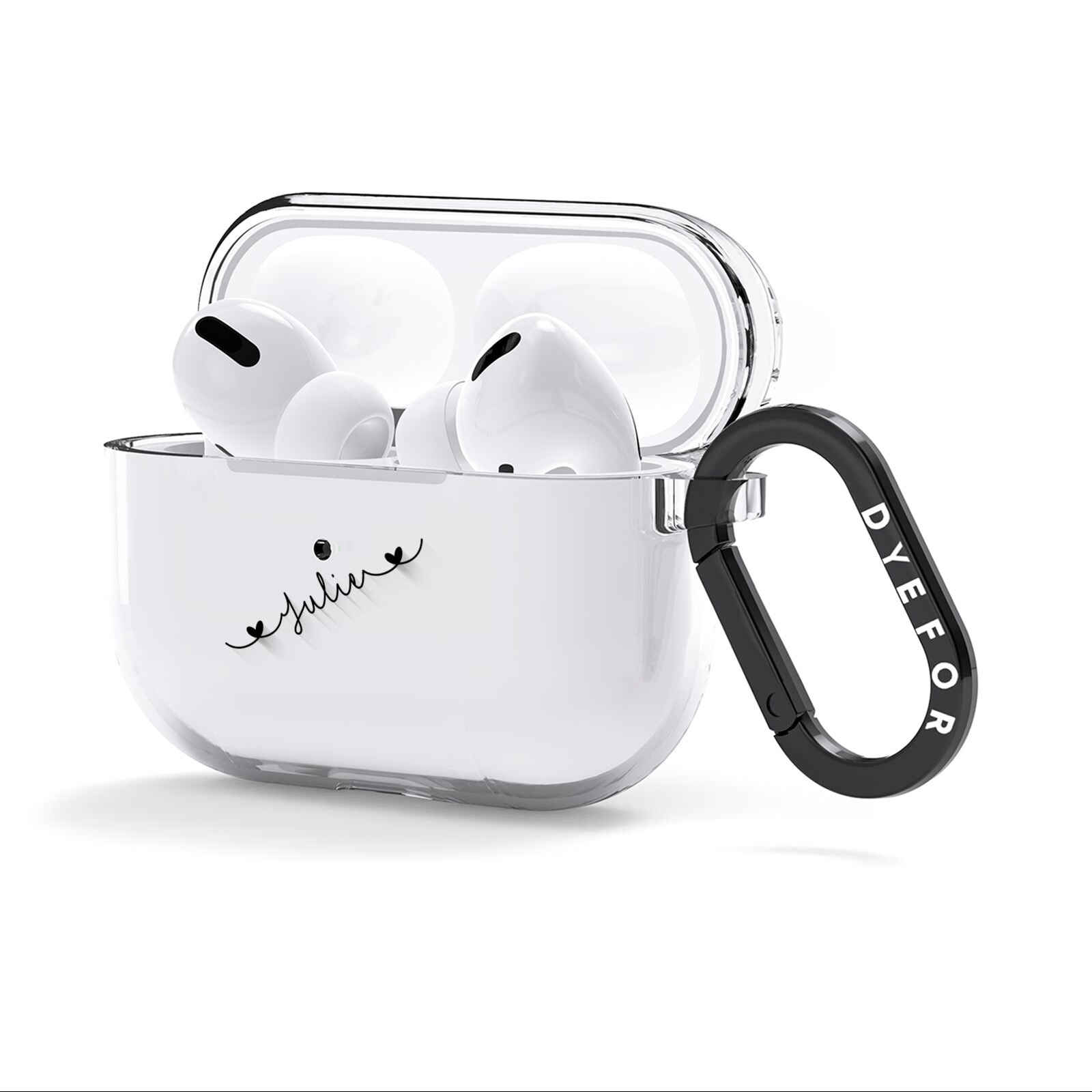 Black Sloped Handwritten Name AirPods Clear Case 3rd Gen Side Image