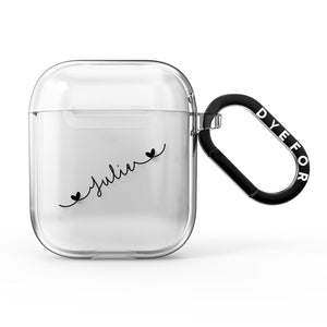 Black Sloped Handwritten Name AirPods Case