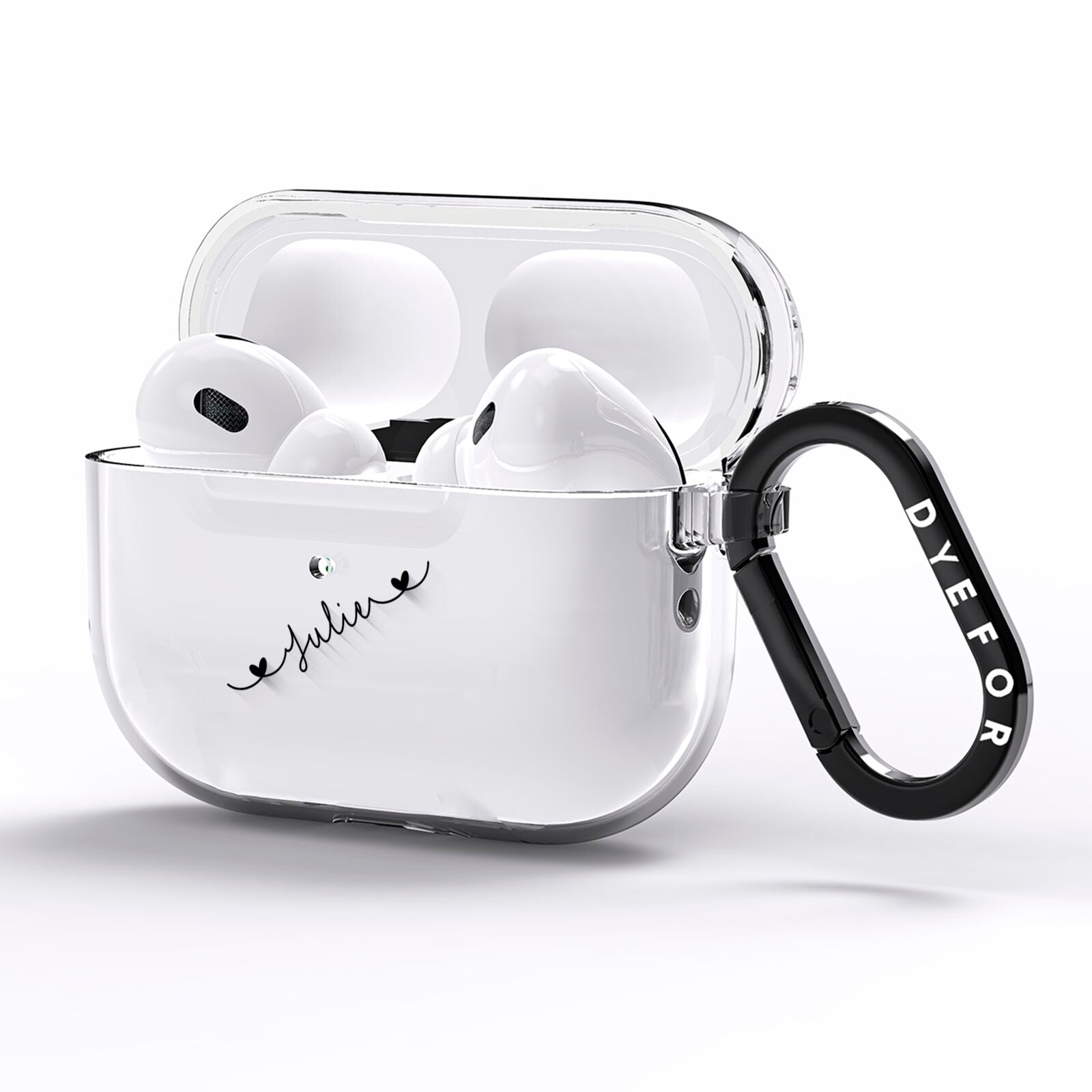 Black Sloped Handwritten Name AirPods Pro Clear Case Side Image