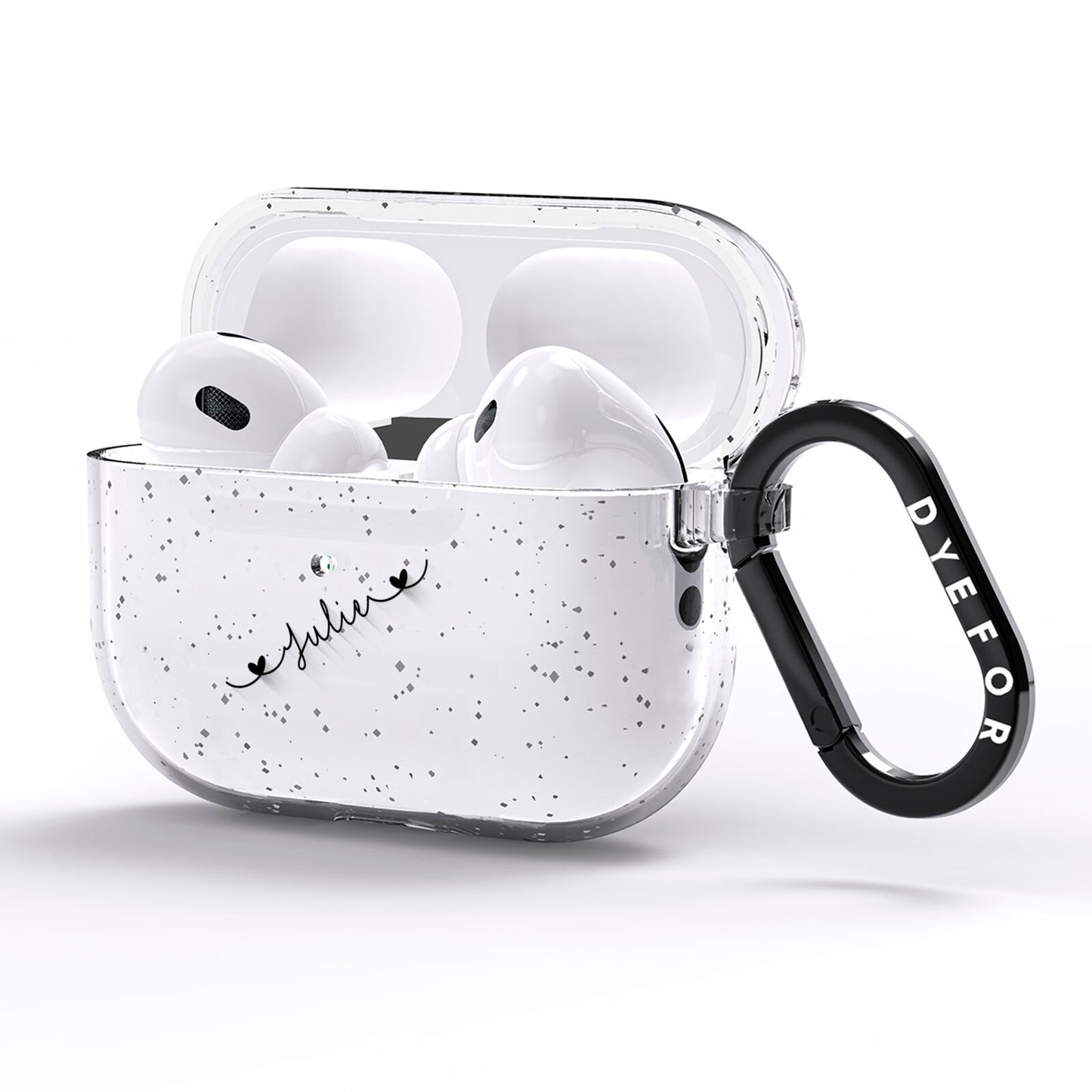 Black Sloped Handwritten Name AirPods Pro Glitter Case Side Image