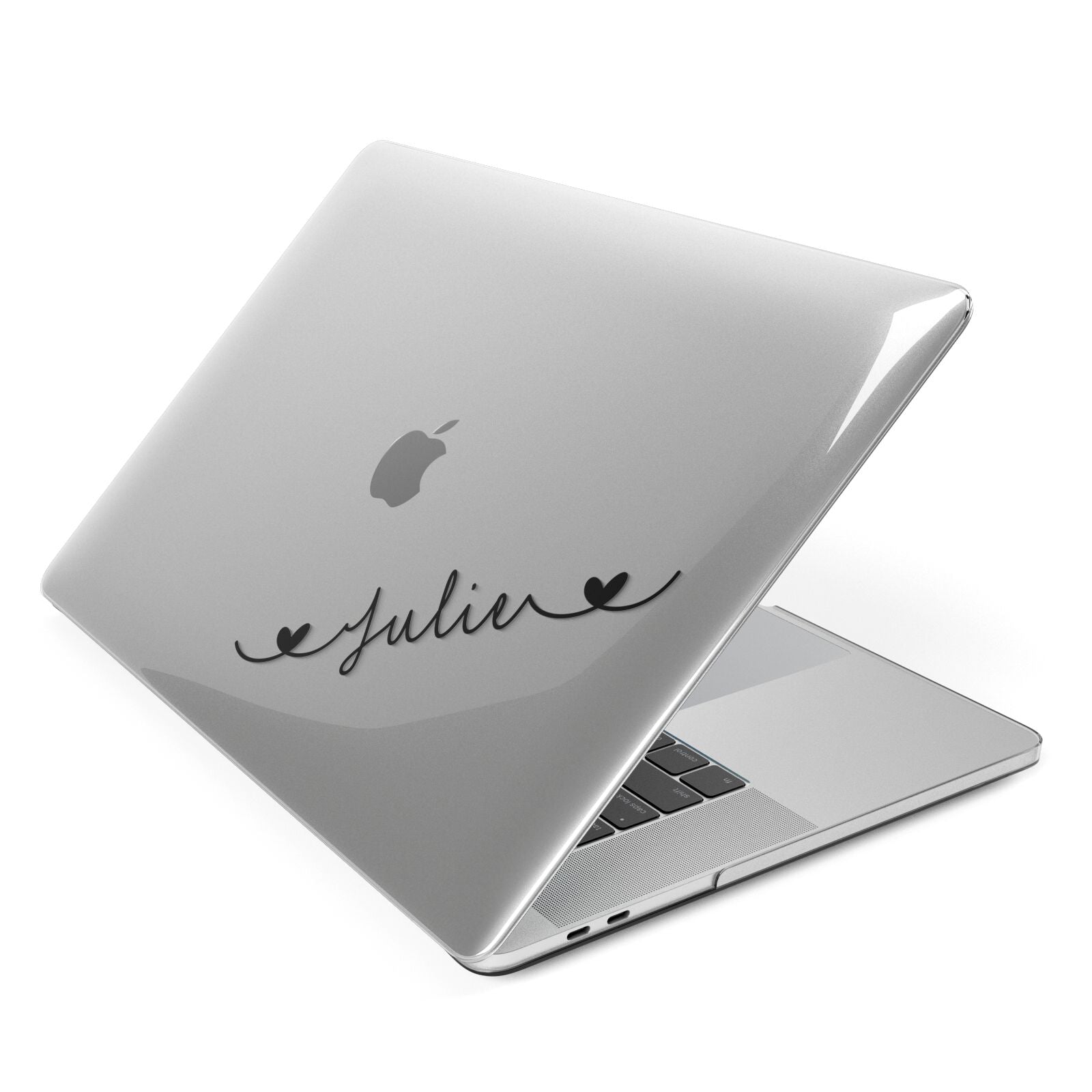 Black Sloped Handwritten Name Apple MacBook Case Side View