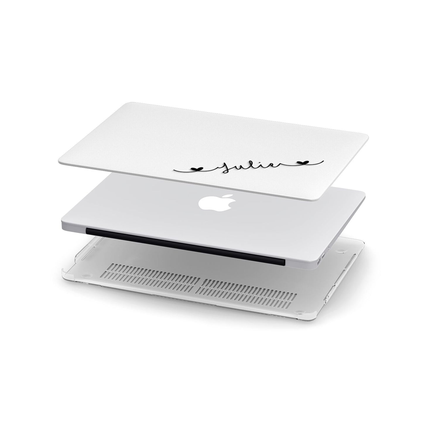 Black Sloped Handwritten Name Apple MacBook Case in Detail