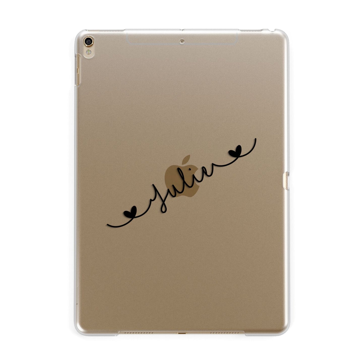 Black Sloped Handwritten Name Apple iPad Gold Case