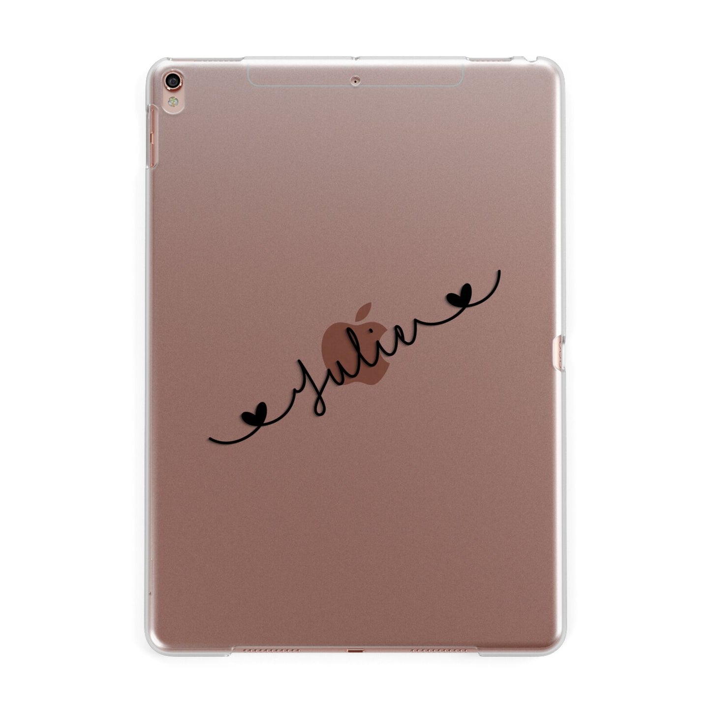 Black Sloped Handwritten Name Apple iPad Rose Gold Case