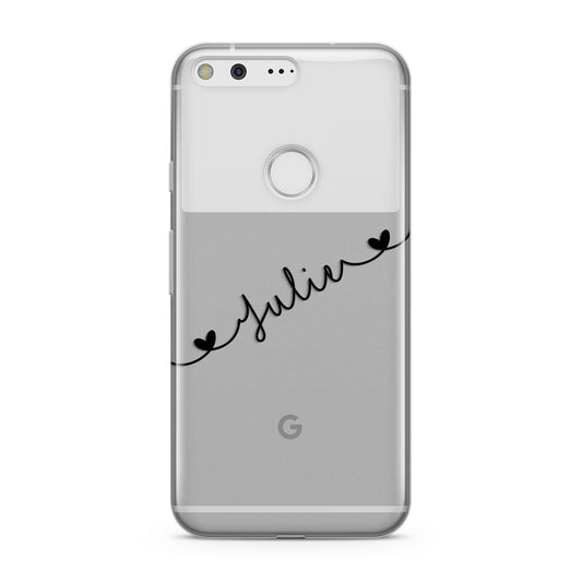 Black Sloped Handwritten Name Google Pixel Case