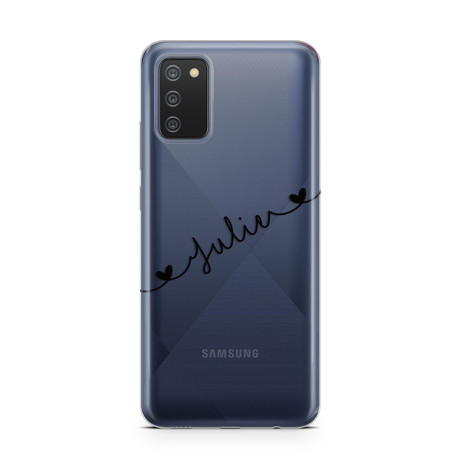 Black Sloped Handwritten Name Samsung A02s Case