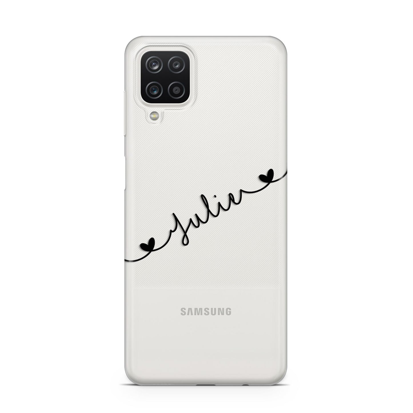 Black Sloped Handwritten Name Samsung A12 Case