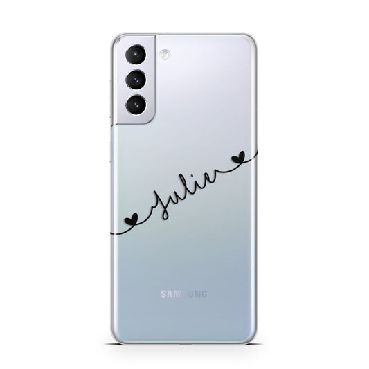 Black Sloped Handwritten Name Samsung S21 Plus Phone Case