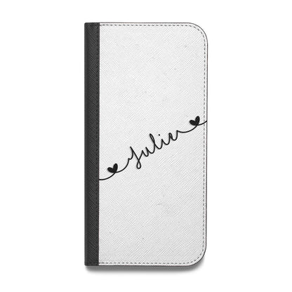 Black Sloped Handwritten Name Vegan Leather Flip iPhone Case