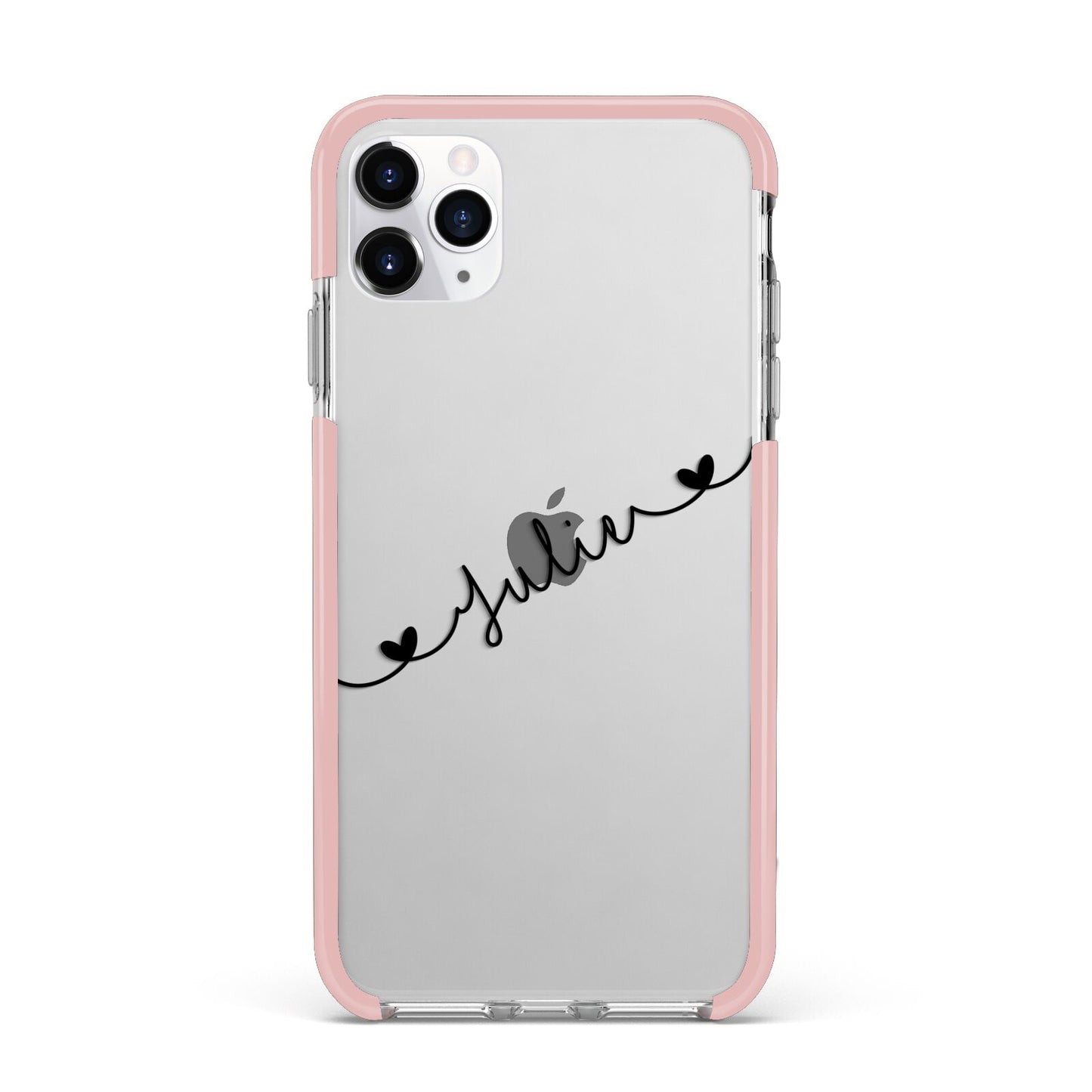 Black Sloped Handwritten Name iPhone 11 Pro Max Impact Pink Edge Case