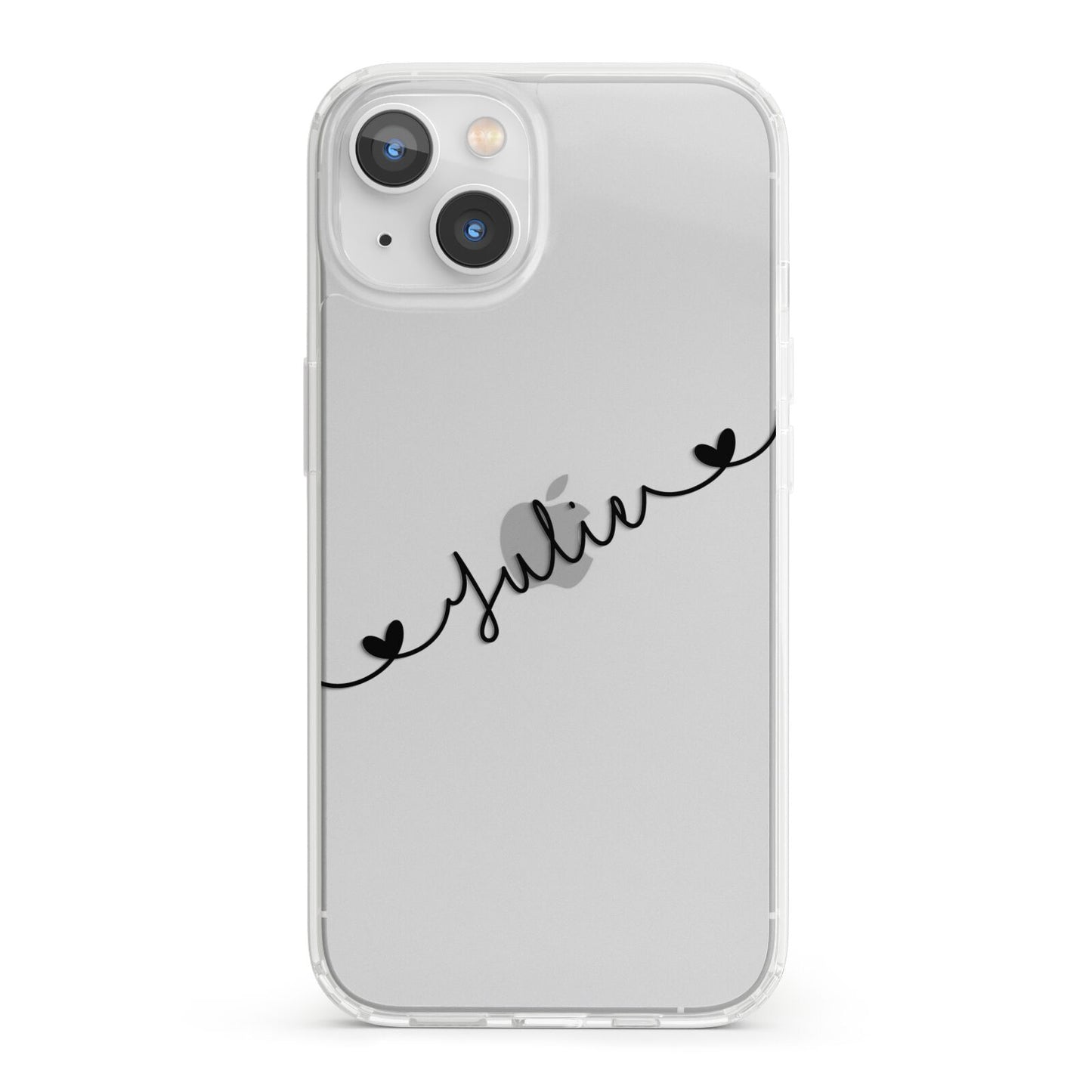 Black Sloped Handwritten Name iPhone 13 Clear Bumper Case