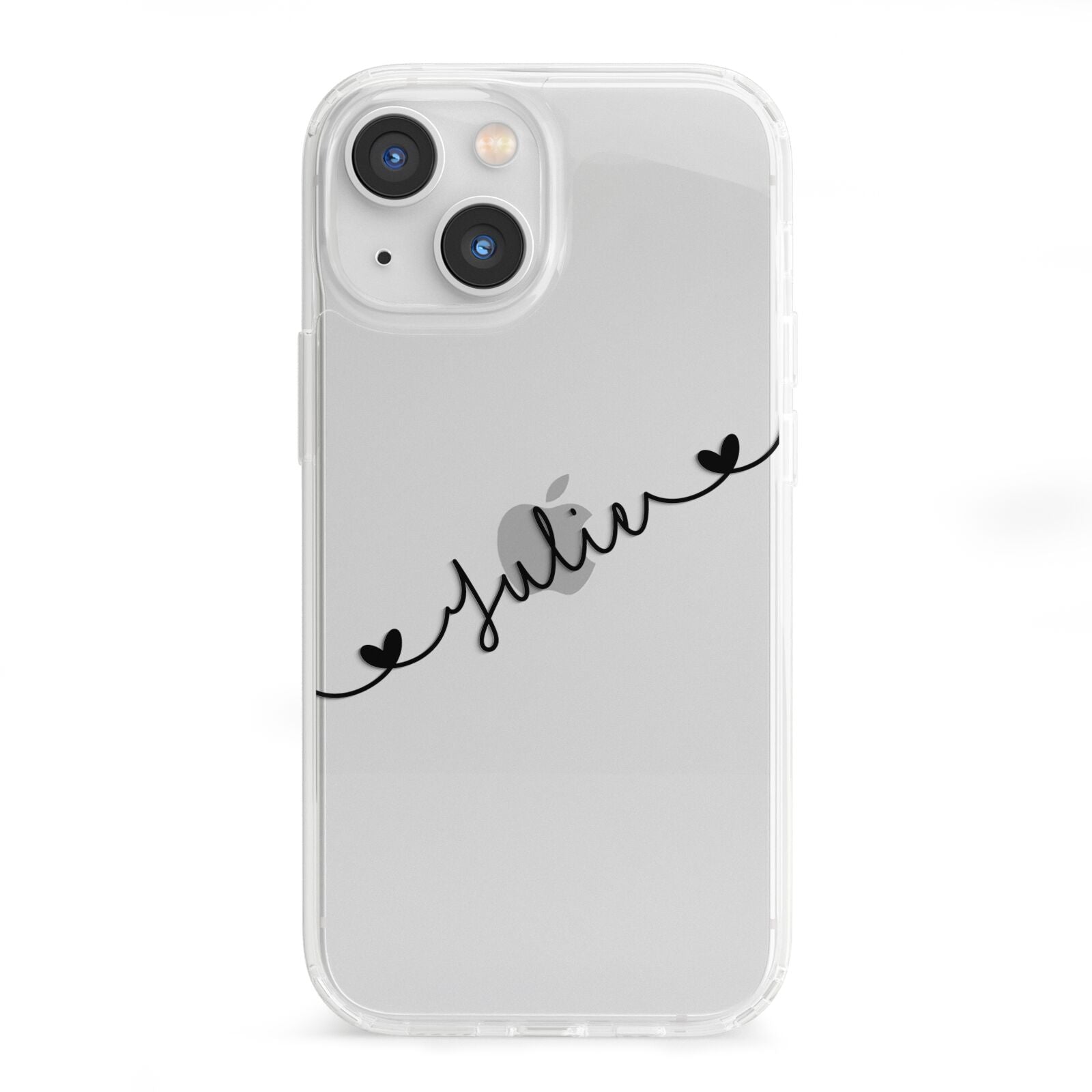 Black Sloped Handwritten Name iPhone 13 Mini Clear Bumper Case