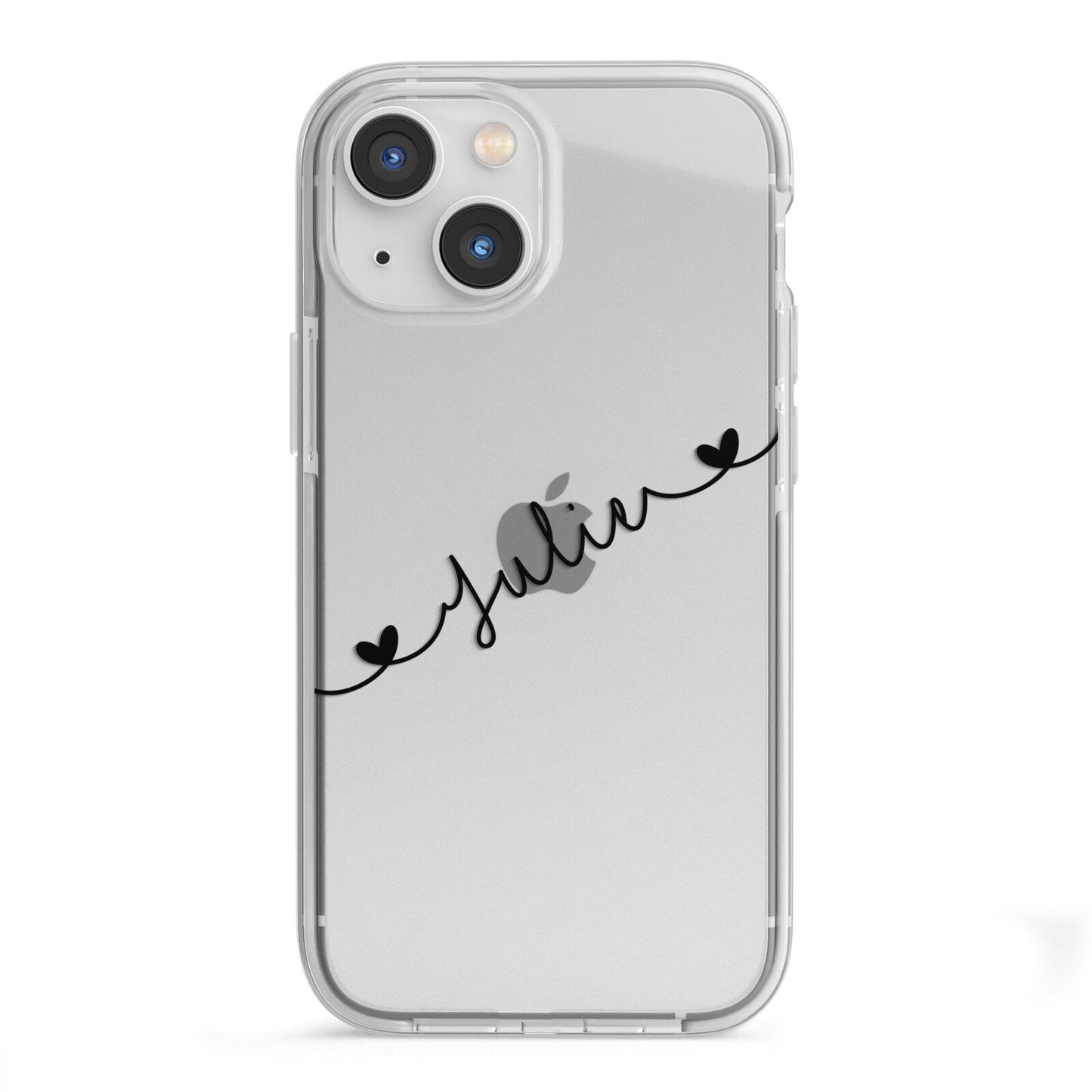 Black Sloped Handwritten Name iPhone 13 Mini TPU Impact Case with White Edges