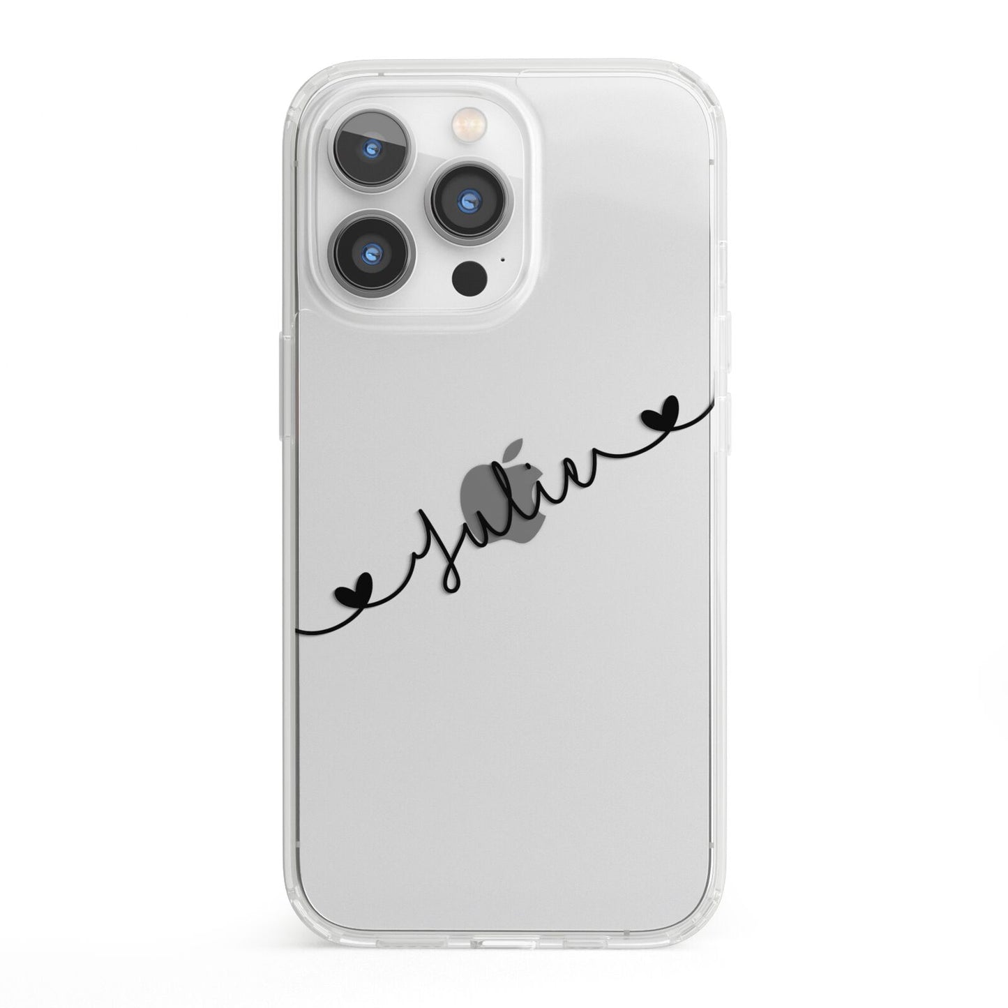 Black Sloped Handwritten Name iPhone 13 Pro Clear Bumper Case