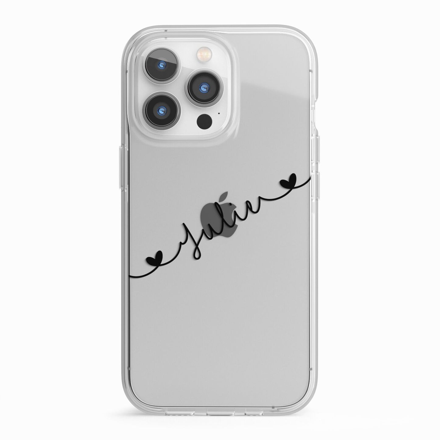 Black Sloped Handwritten Name iPhone 13 Pro TPU Impact Case with White Edges