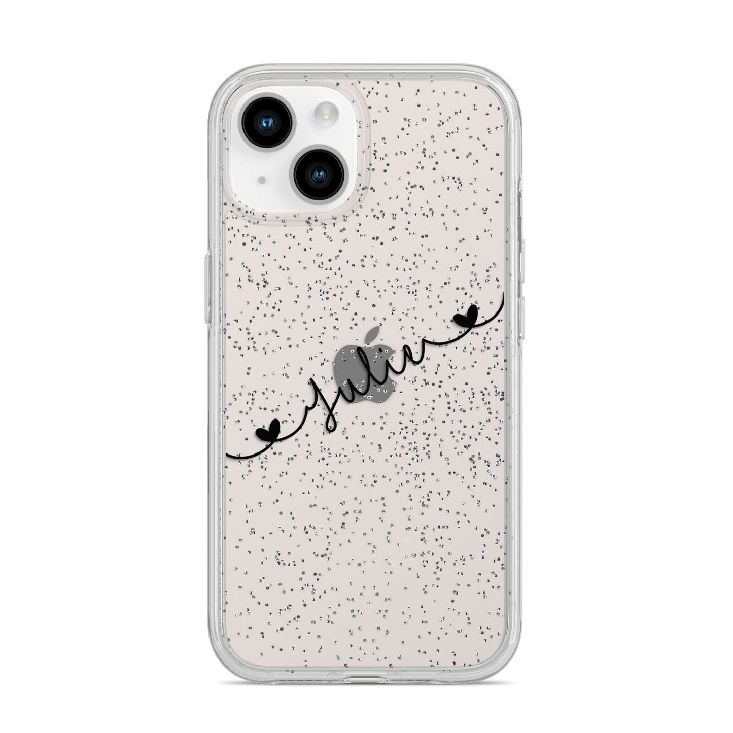 Black Sloped Handwritten Name iPhone 14 Glitter Tough Case Starlight