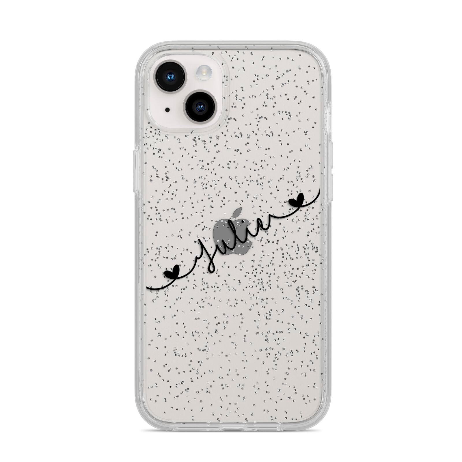 Black Sloped Handwritten Name iPhone 14 Plus Glitter Tough Case Starlight