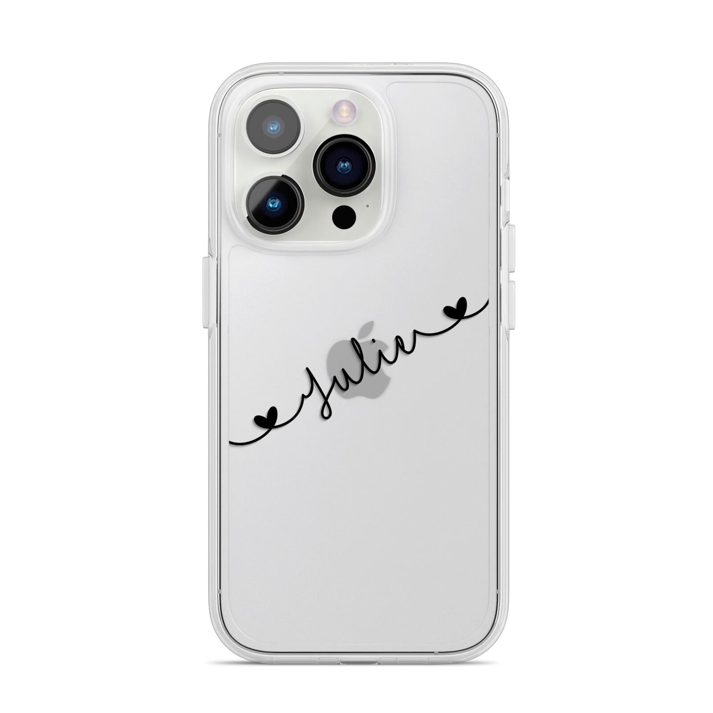 Black Sloped Handwritten Name iPhone 14 Pro Clear Tough Case Silver