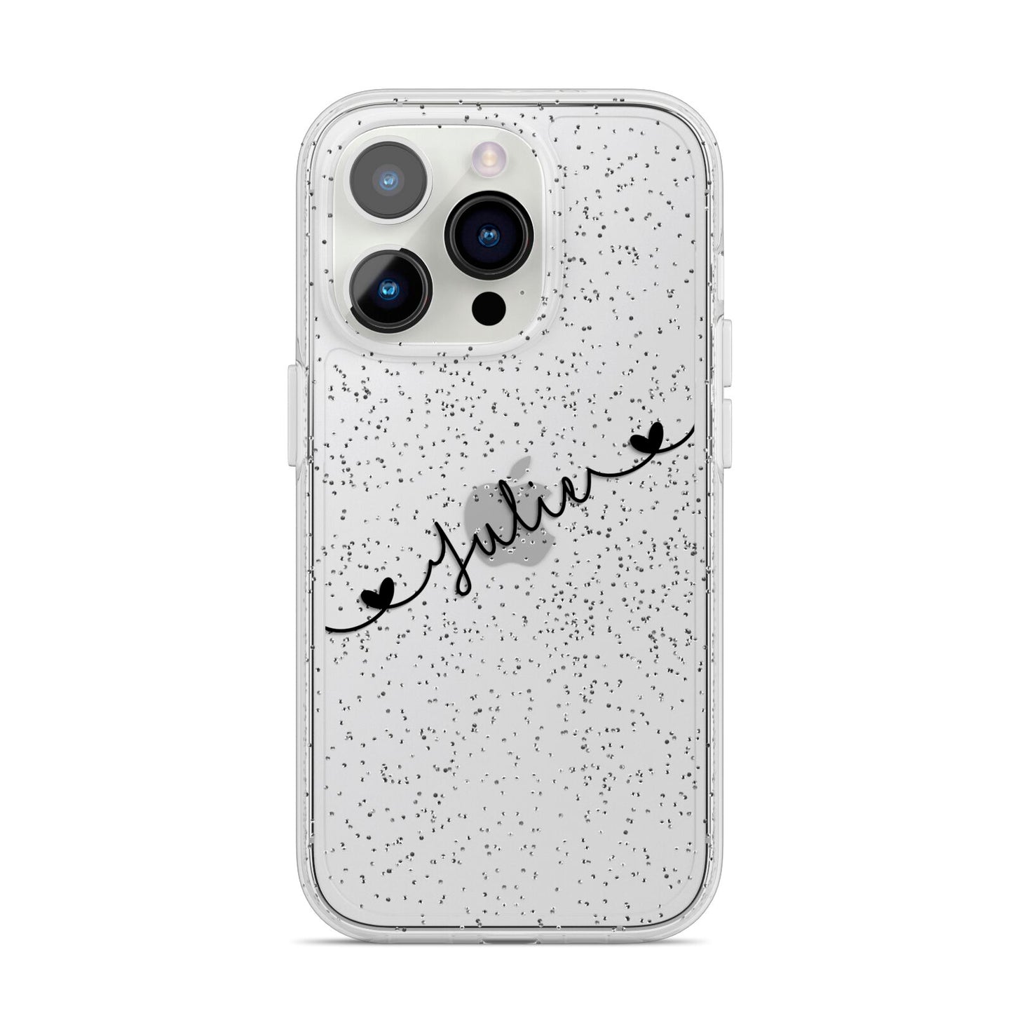 Black Sloped Handwritten Name iPhone 14 Pro Glitter Tough Case Silver