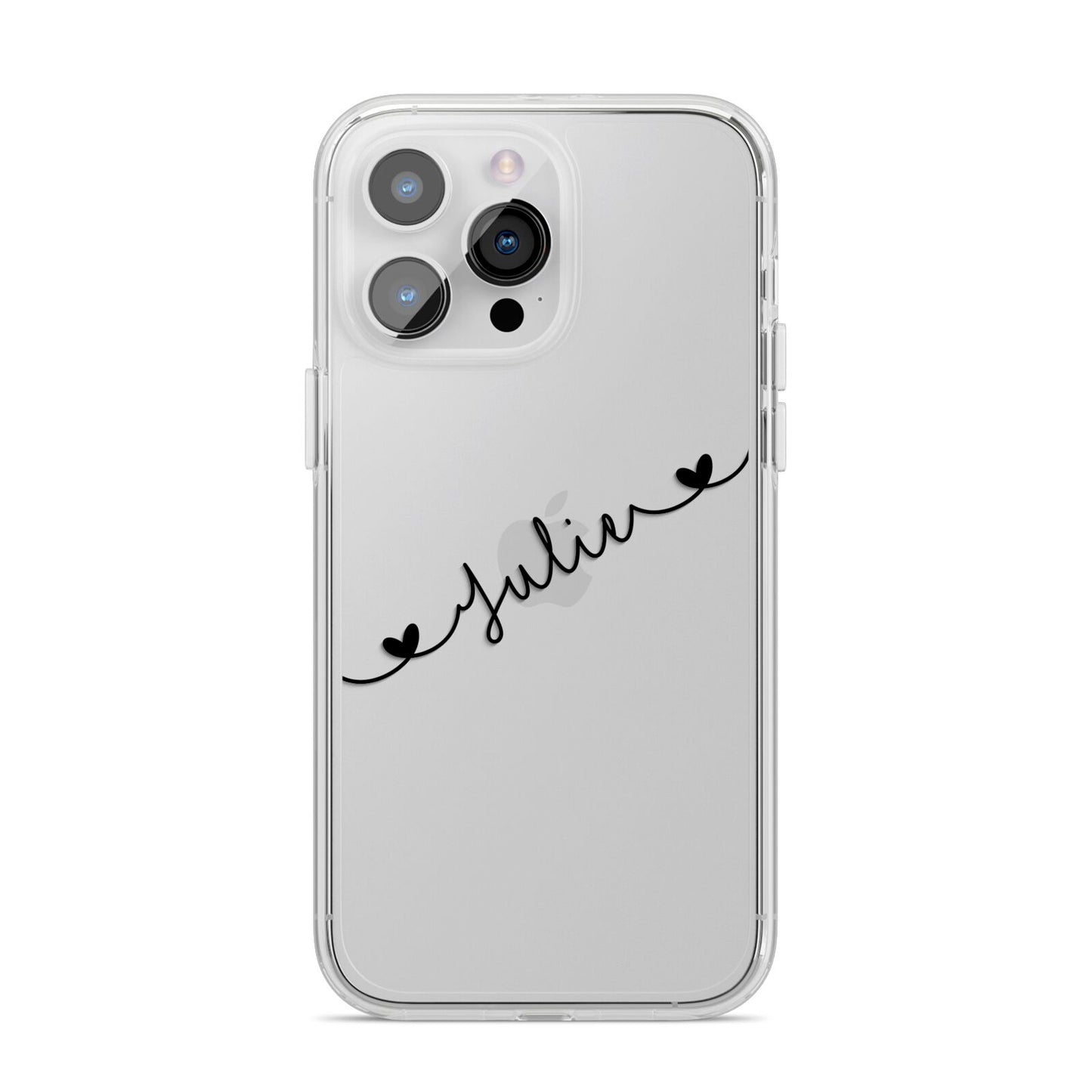 Black Sloped Handwritten Name iPhone 14 Pro Max Clear Tough Case Silver