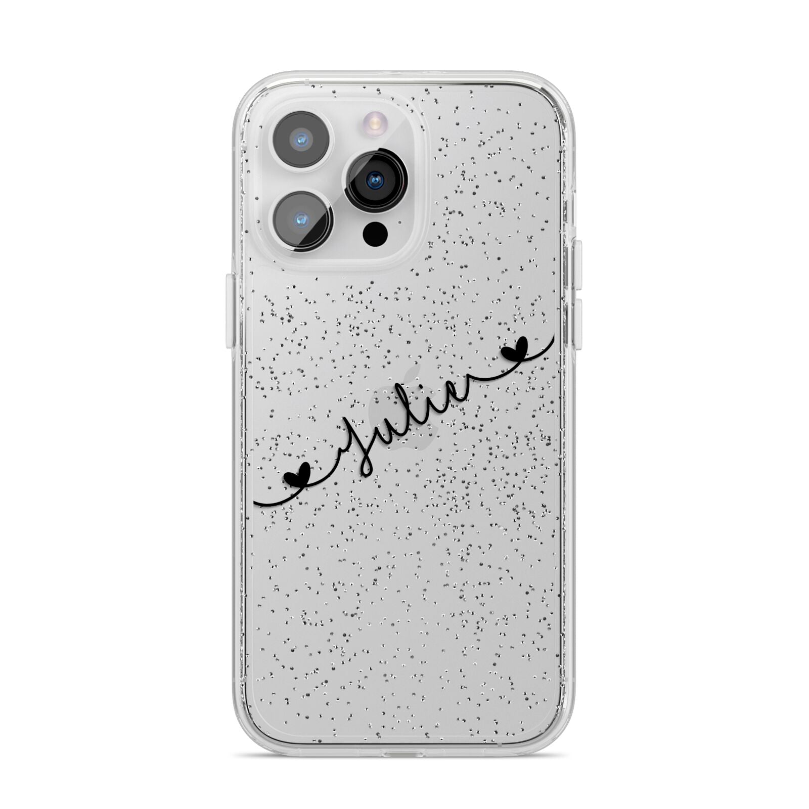 Black Sloped Handwritten Name iPhone 14 Pro Max Glitter Tough Case Silver