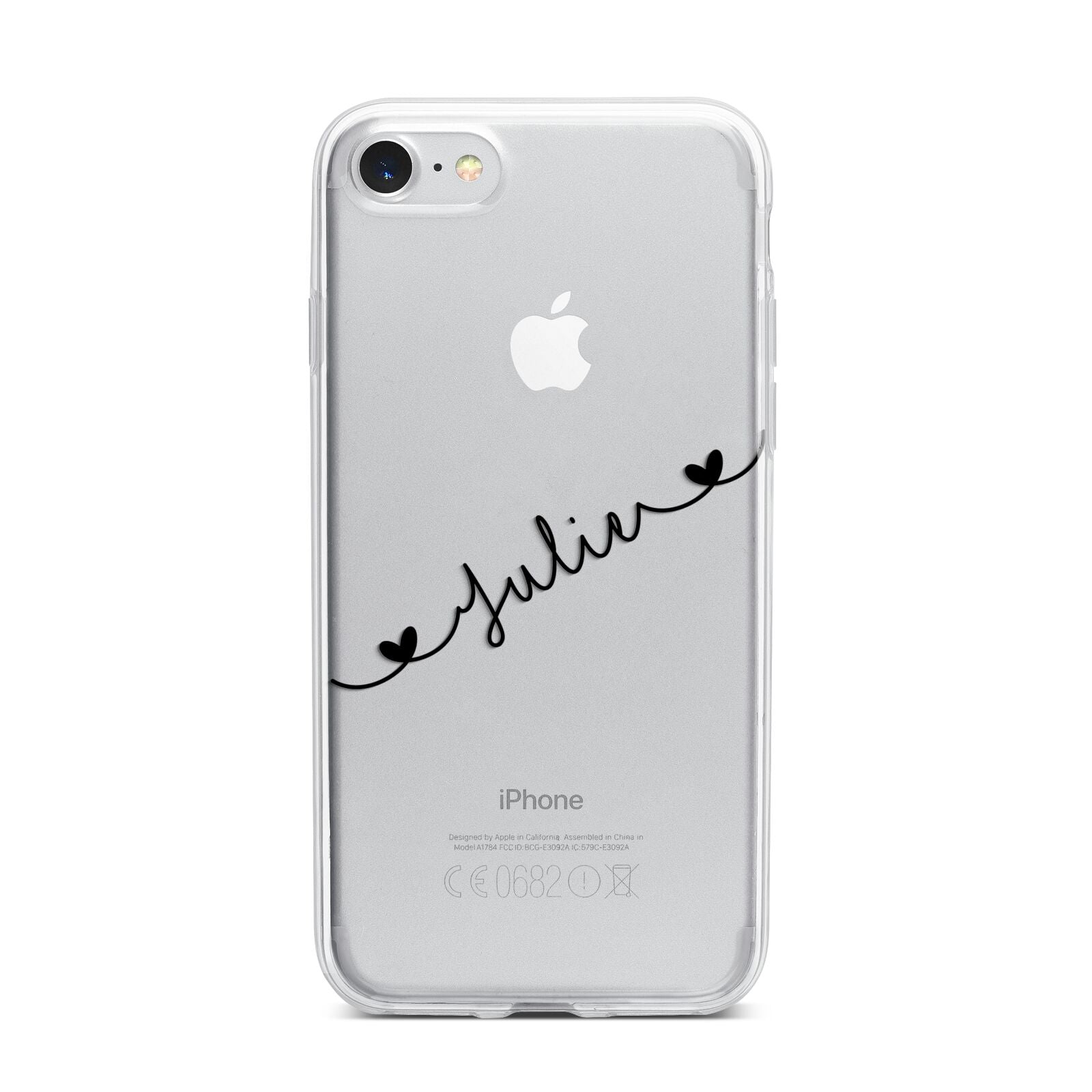 Black Sloped Handwritten Name iPhone 7 Bumper Case on Silver iPhone