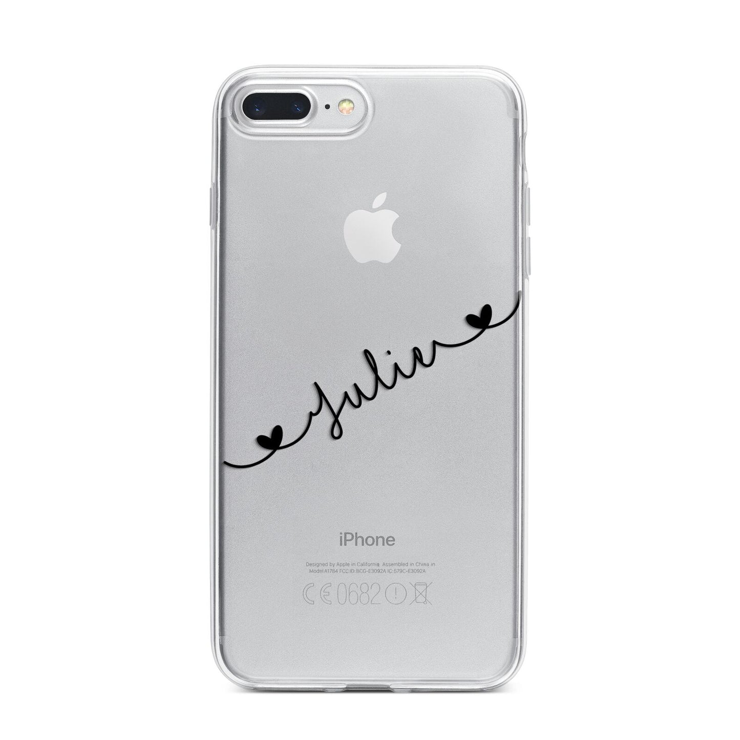 Black Sloped Handwritten Name iPhone 7 Plus Bumper Case on Silver iPhone