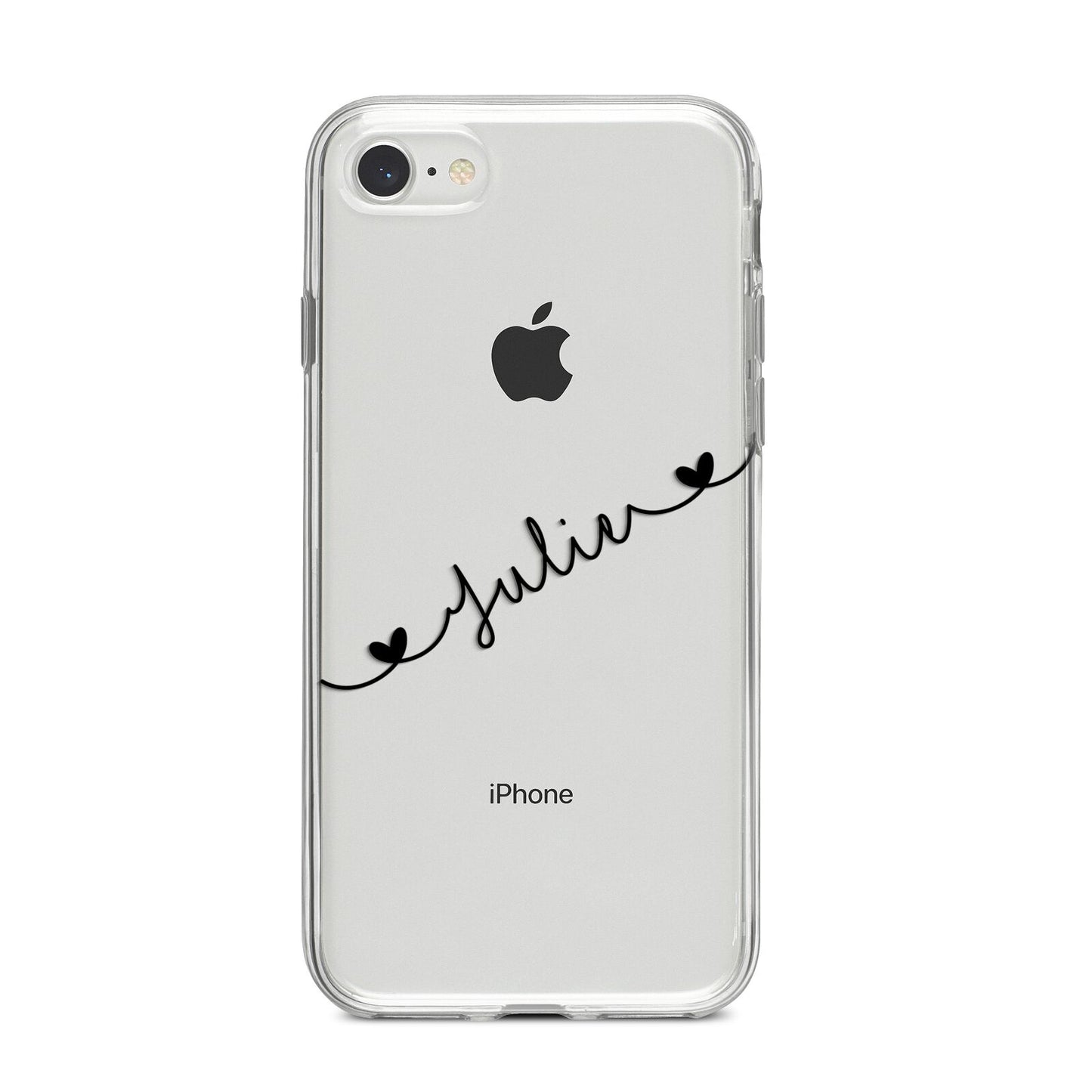 Black Sloped Handwritten Name iPhone 8 Bumper Case on Silver iPhone