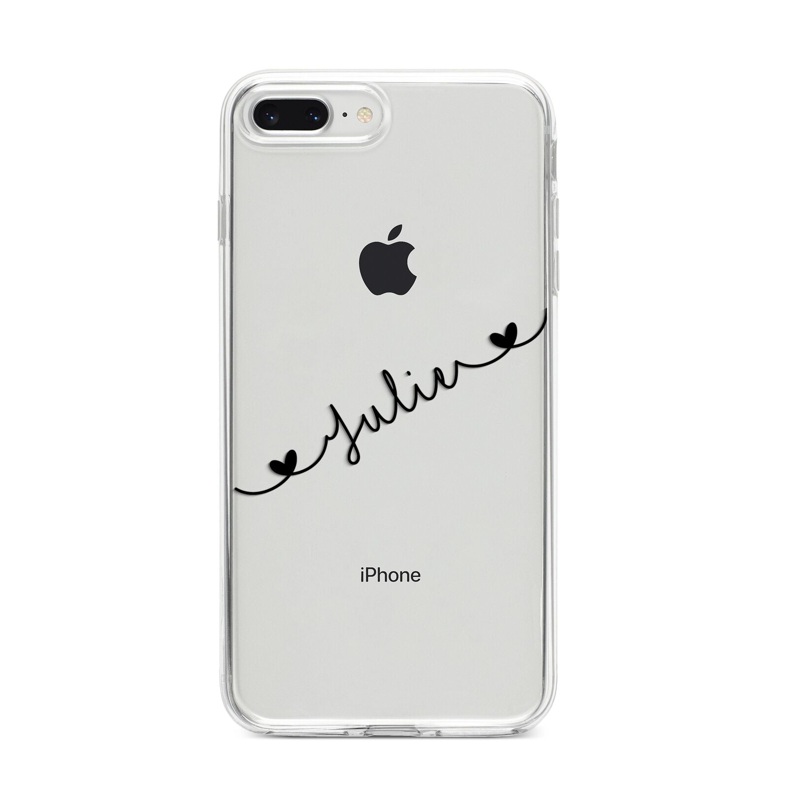 Black Sloped Handwritten Name iPhone 8 Plus Bumper Case on Silver iPhone