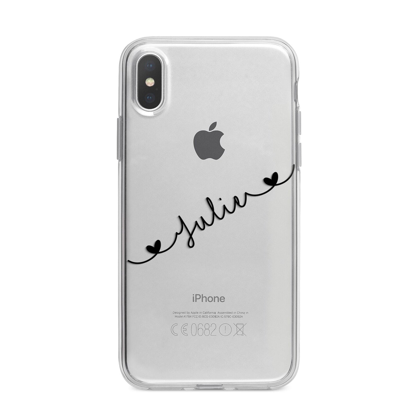 Black Sloped Handwritten Name iPhone X Bumper Case on Silver iPhone Alternative Image 1