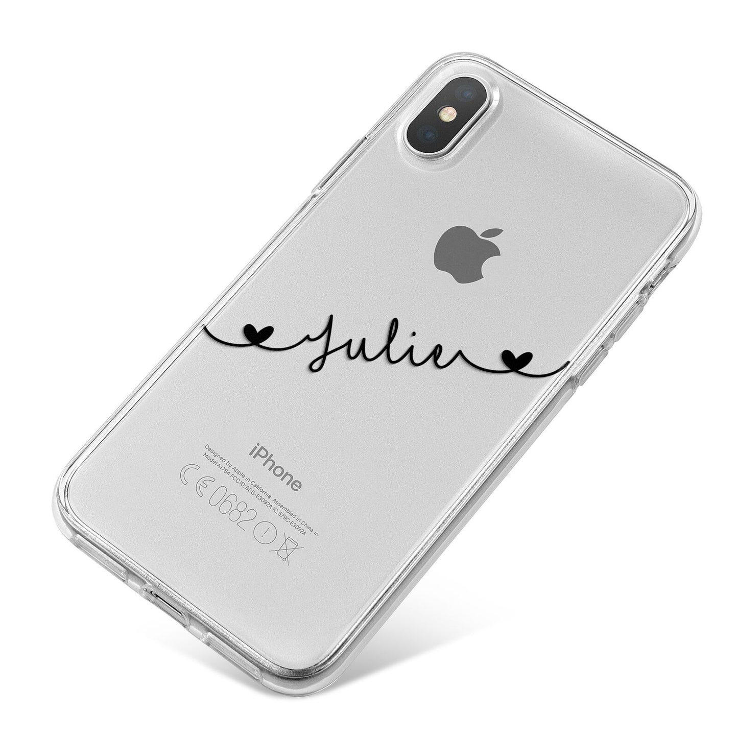 Black Sloped Handwritten Name iPhone X Bumper Case on Silver iPhone