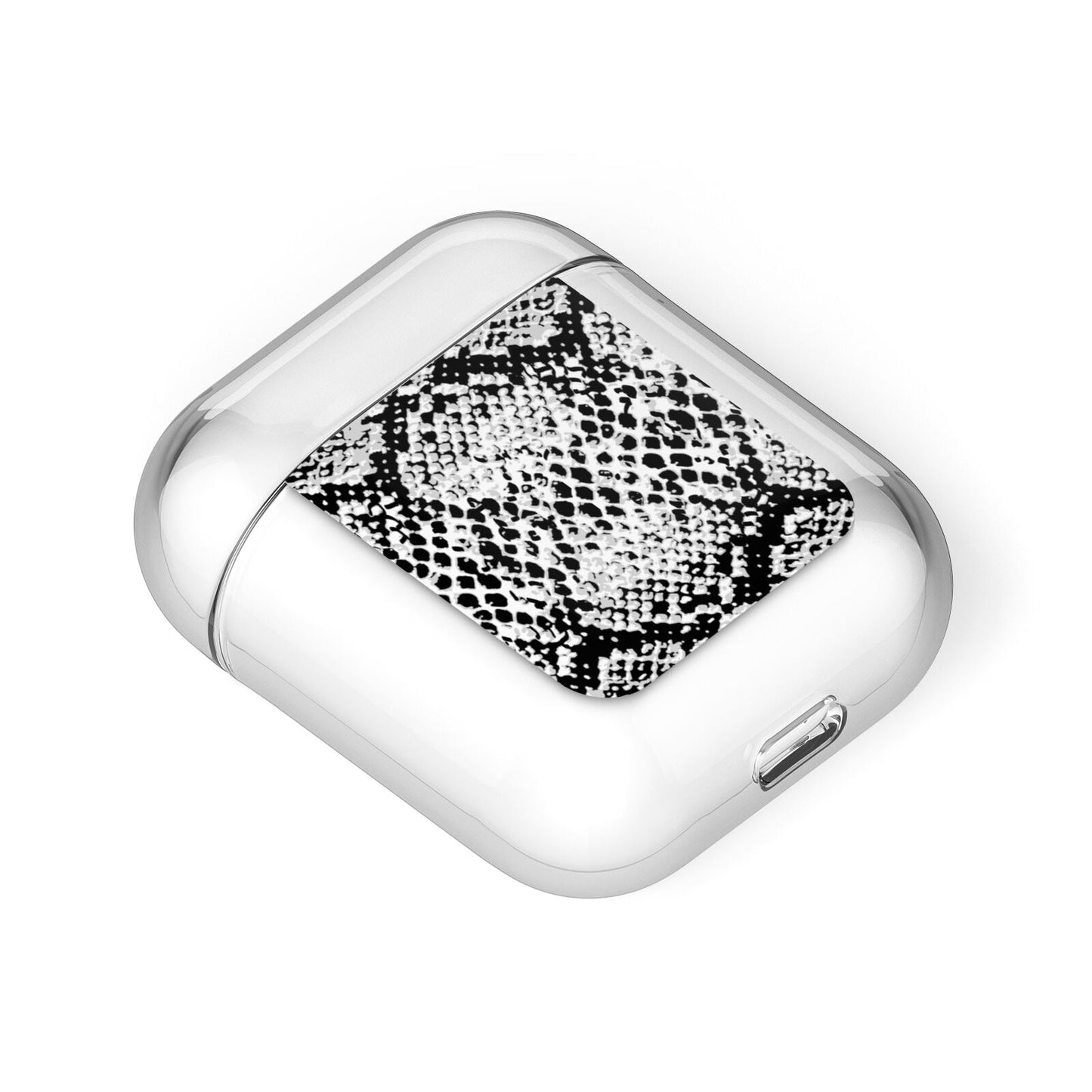 Black Snakeskin AirPods Case Laid Flat