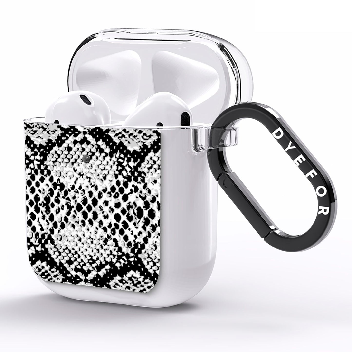 Black Snakeskin AirPods Clear Case Side Image