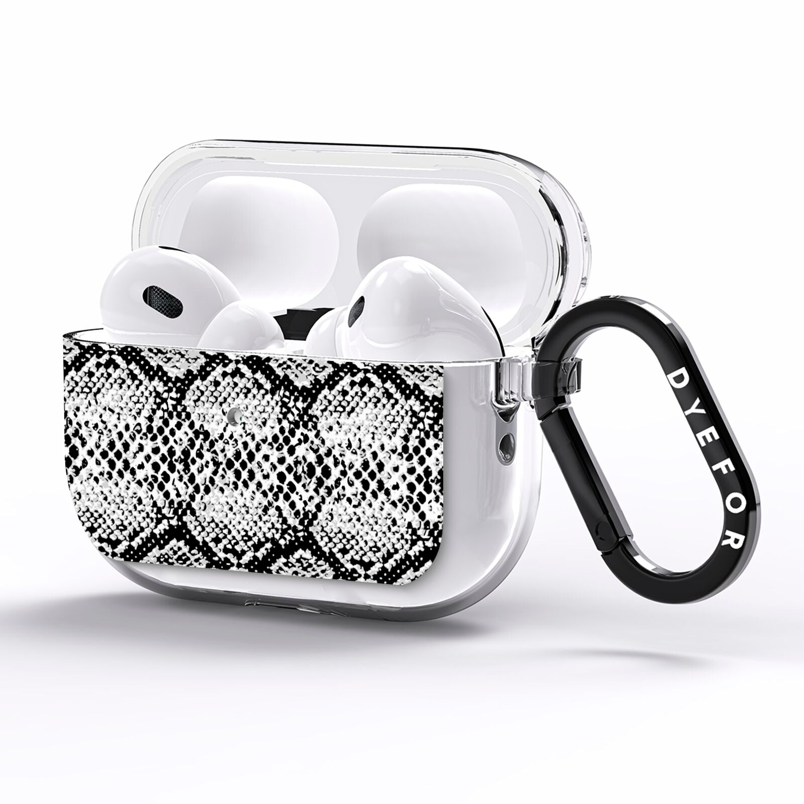 Black Snakeskin AirPods Pro Clear Case Side Image