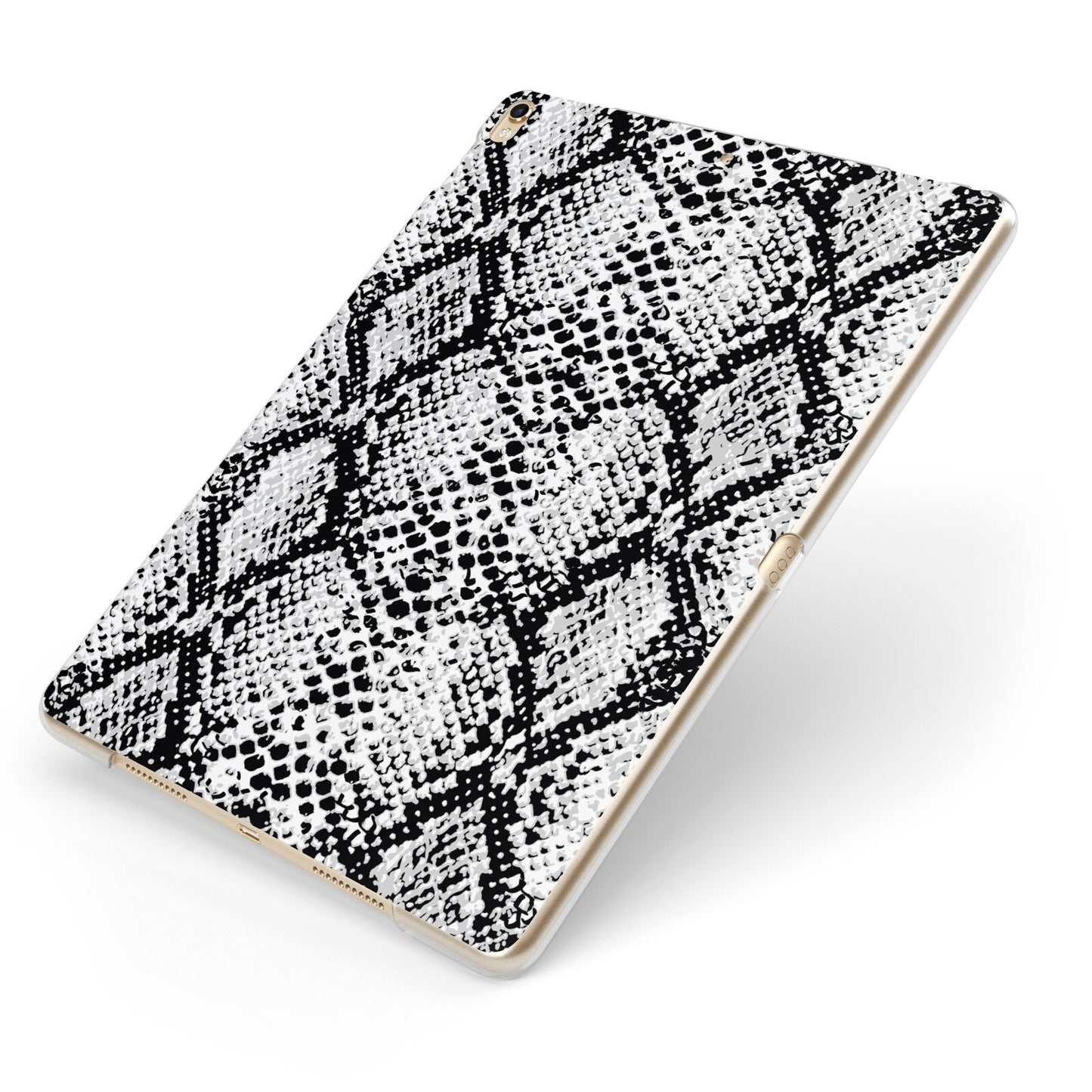 Black Snakeskin Apple iPad Case on Gold iPad Side View